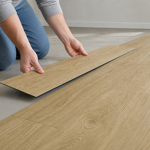 Self Adhesive Vinyl Floor Tiles Peel & Stick Flooring Natural Plain Oak 16 Pack 2.3m²