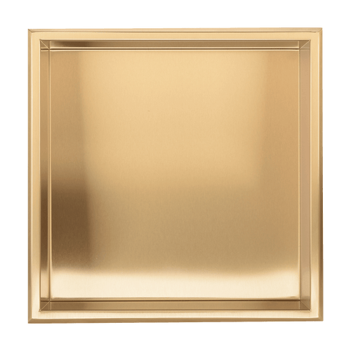336 x 336 x 101mm Shower Niche Single Shelf Organizer No Tile Needed in Gold Finish