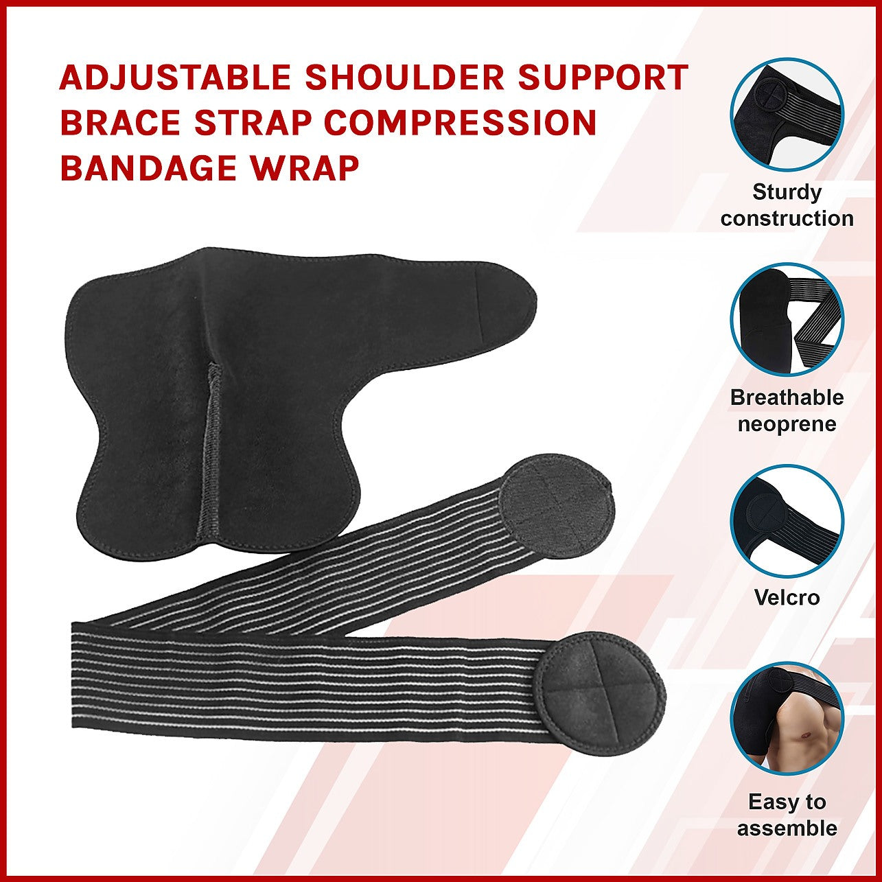 Adjustable Shoulder Support Brace Strap Compression Bandage Wrap - Sports &  Fitness > Tapes & Braces