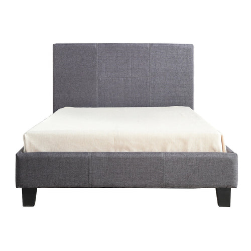 King Single Size Bed Frame with Headboard – Grey Linen Fabric