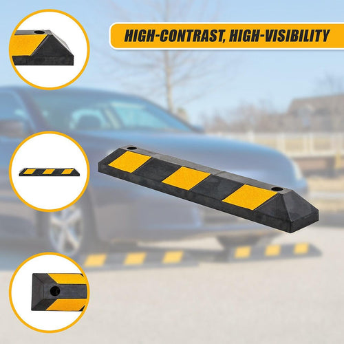 90cm Heavy Duty Rubber Curb Parking Guide Wheel Driveway Stopper Reflective Yellow