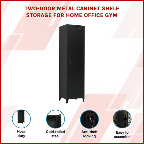 Single Door Metal Locker Cabinet - Black with Legs