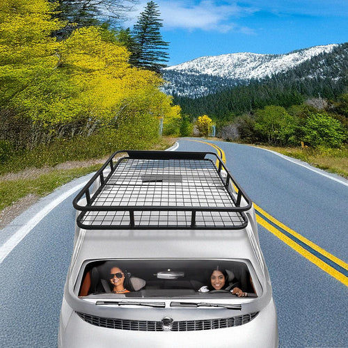 Universal Roof Rack Basket - Car Luggage Carrier Steel Cage Vehicle Cargo