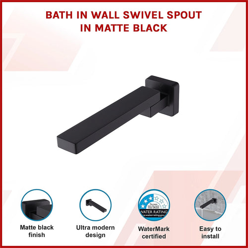Bath In Wall Swivel Spout in Black Finish