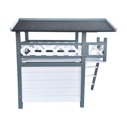 Cat House Weatherproof 2-Story Indoor Outdoor Wooden Shelter Bitumen Roof