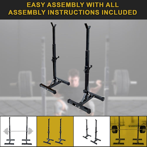 Adjustable Squat Rack Barbell Bench Press Stands Pair
