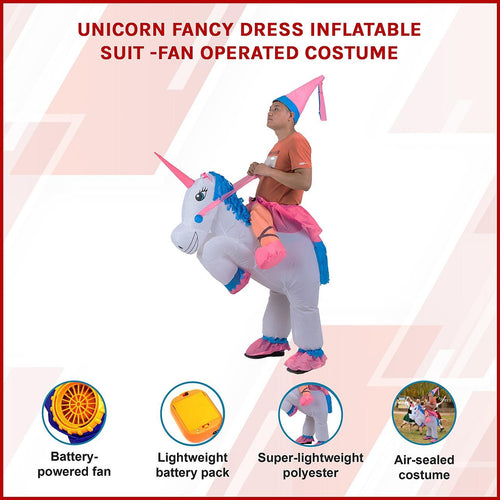 Unicorn Fancy Dress Inflatable Suit -Fan Operated Costume