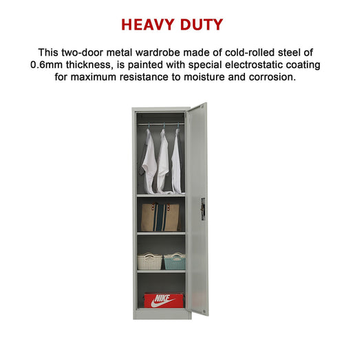 Single Door Metal Locker Cabinet - Grey without Legs