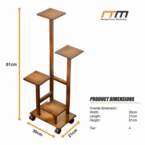4 Tier Vertical Dark Wood Plant Stand Indoor Display Rack