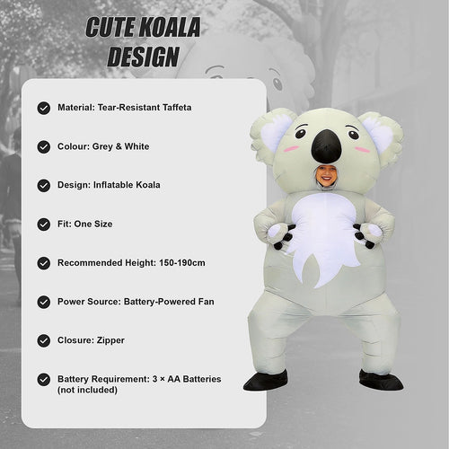 Adult Inflatable Koala Costume Blow Up Australian Animal Fancy Dress Suit