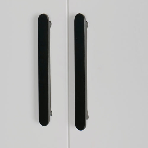320x200cm 8-Door White Steel 1 Hanging and 3 Shelf Wardrobe with Black Handle Storage Cabinet