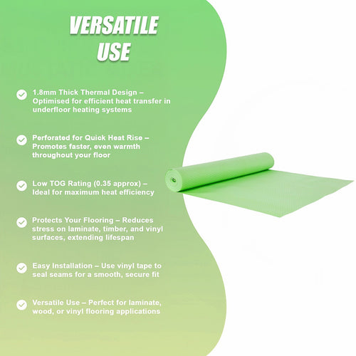 10m Underfloor Heating Underlay – For Laminate, Timber & Vinyl Floors