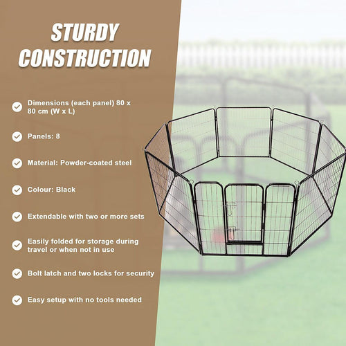 8 Panel Heavy Duty Pet Dog Playpen Puppy Exercise Fence Enclosure Cage
