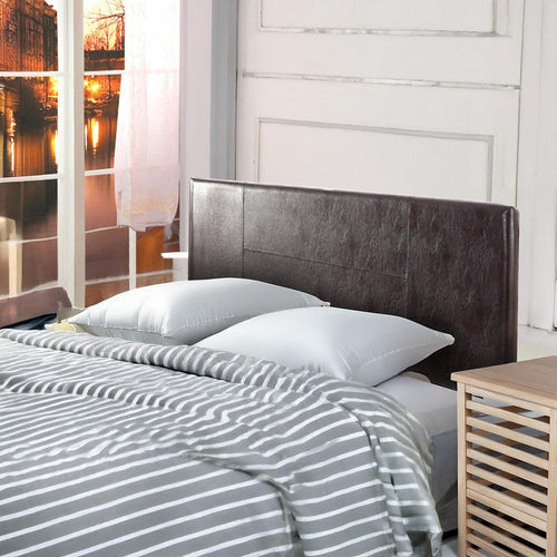 Double Brown PU Leather Bed Headboard Bedhead