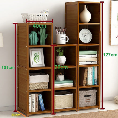 3 Piece Bamboo Adjustable Shelf Set – Bookcase Display Storage Rack Stand for Home or Office