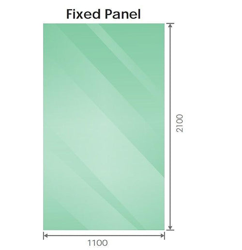 110x210cm Single Shower Glass Screen with White U-brackets & Round Pole