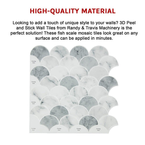 Tiles 3D Peel and Stick Wall Tile  Fish Scale Mosaic 10 Sheets