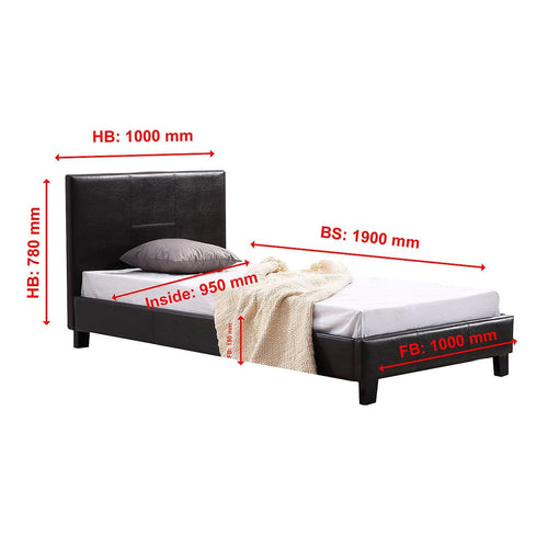 Single Bed Frame Brown PU Leather