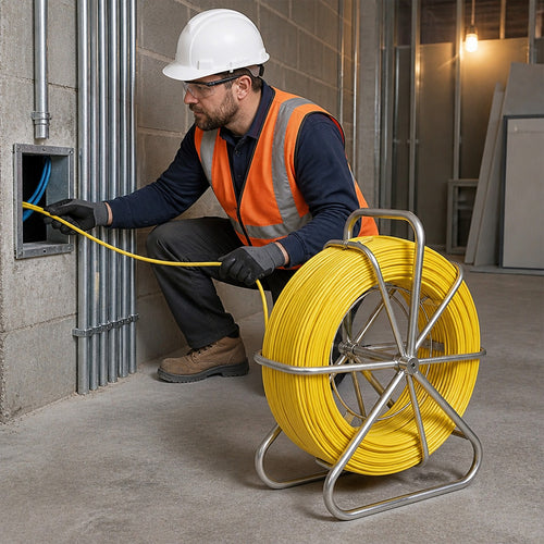 Duct Rodder 100m x 4.5mm Fibreglass Cable Puller with Steel Reel