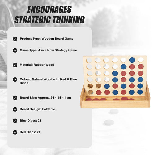 Wooden 4 in a Row Game Classic Family Board Game