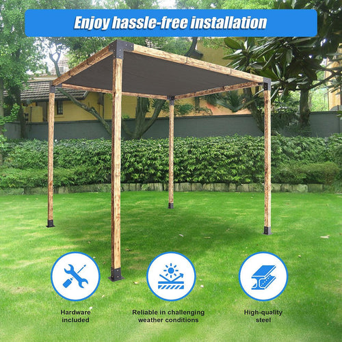 Roof Pergola Gazebo Shed Matte Black Steel Single with Black Screen Brackets DIY Kits