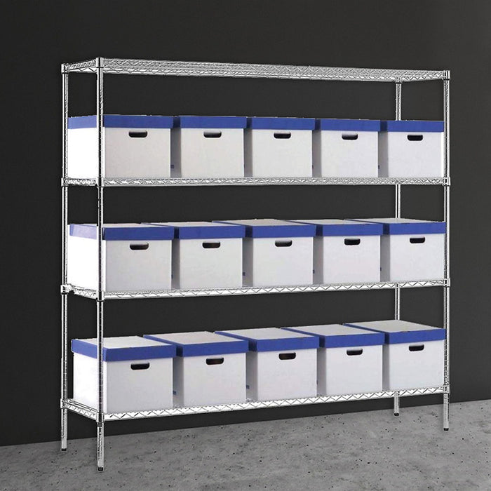 Modular Chrome Wire Storage Shelf 180 x 150 x 60cm Steel Shelving