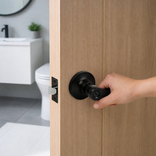 Door Handle Set Lever – Privacy Function with Wave-style Black Design and Functional Style
