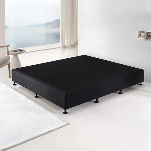King Slatted Ensemble Bed Base - Midnight Black Linen Breathable Cover