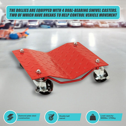 Auto Dolly Car Dolly Wheel Tire 12"x16" Skate 6000lb Repair Slide Set of (4)