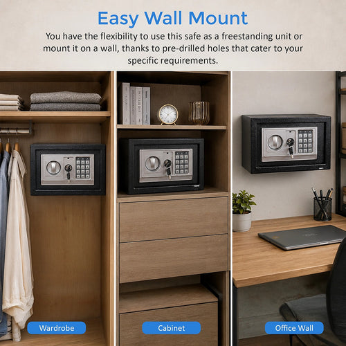 Electronic Digital Security Safe with Key Override 8.5L