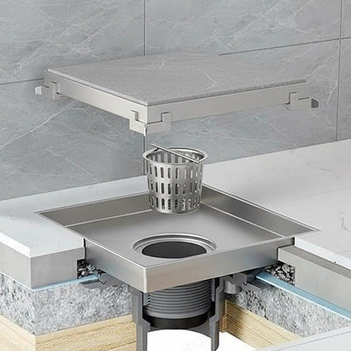 15 x 15cm Square Shower Drain with Tile Insert Grate – Chrome Stainless Steel