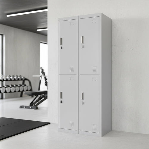 2x2 Door Grey Metal Locker – Secure Storage with Padlock-operated