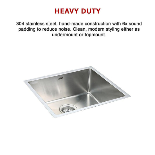 490x440mm Stainless Steel Handmade 1.2mm Sink with Waste in Stainless Steel 304 Finish