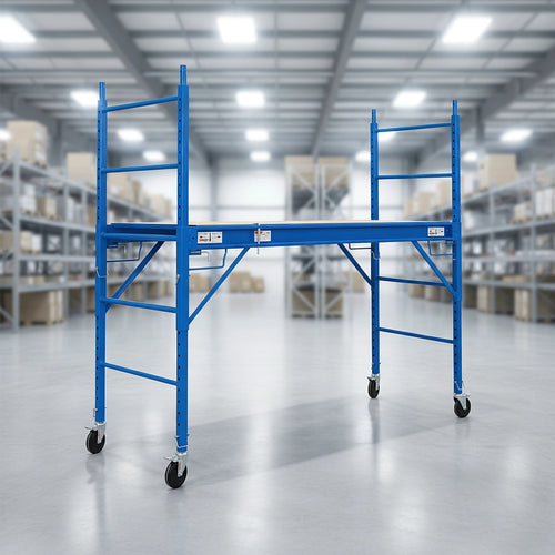 Mobile Scaffold Ladder - Blue, Wheeled, 450kg Capacity