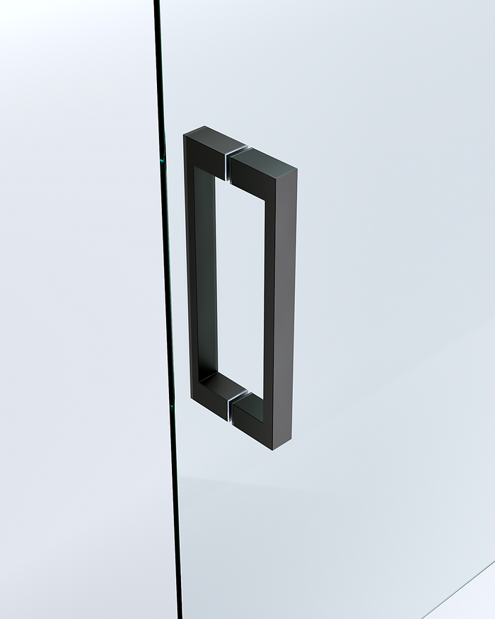 Adjustable 1400x800mm Single Door Sliding Glass Shower Screen with Shower Handle Style 3 - Black