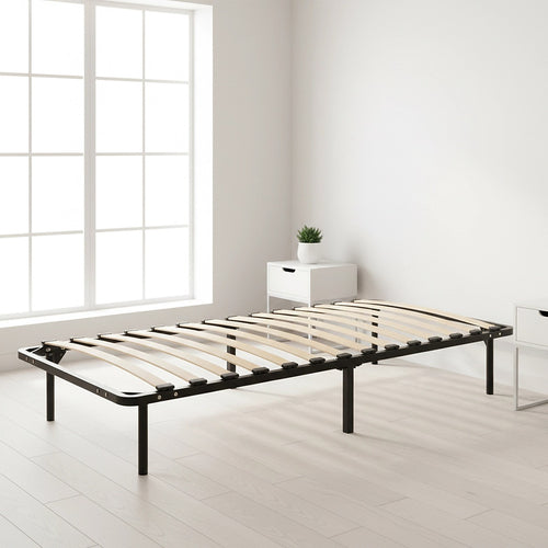 Single Metal Bed Base with Slats – Heavy-Duty Steel Frame