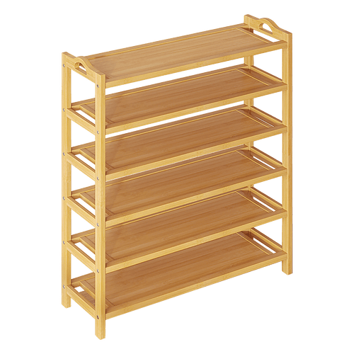 6 Layers Natural Wood Bamboo Shelf Entryway Storage Shoe Rack Home Furniture