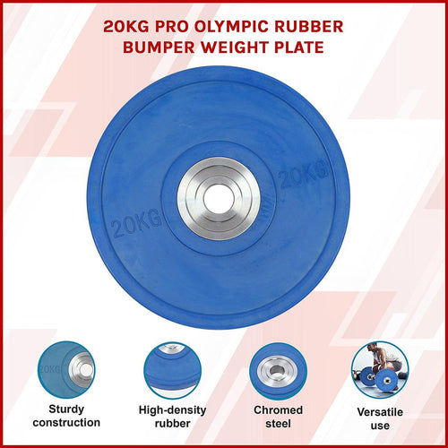 20kg PRO Olympic Rubber Bumper Weight Plate