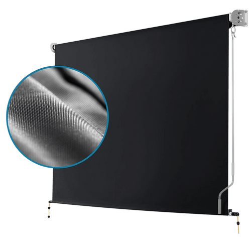 Retractable Straight Drop Awning Screen - Black - 2.1x2.5m 