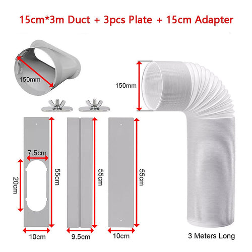 Portable Aircon Window Kit – Exhaust Hose, Adapter & Slide Plate Set for Venting