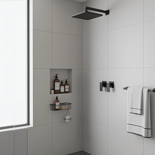 Bathroom Shower Bath Hot and Cold Square Mixer WATERMARK Certified - Black