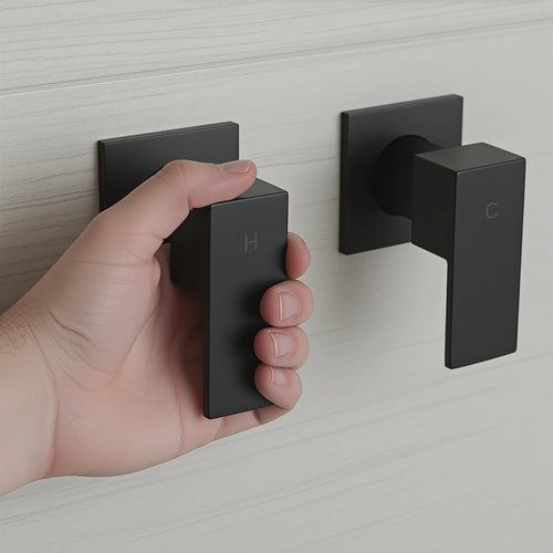 Bathroom Shower Bath Hot and Cold Square Mixer WATERMARK Certified - Black