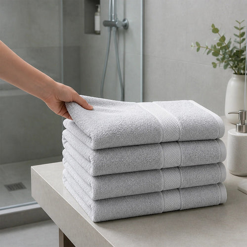 500 GSM Cotton Bath Towels 4 Pack Grey