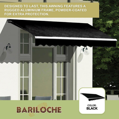 Outdoor Awning Black - 3x2.5m Retractable Sunshade