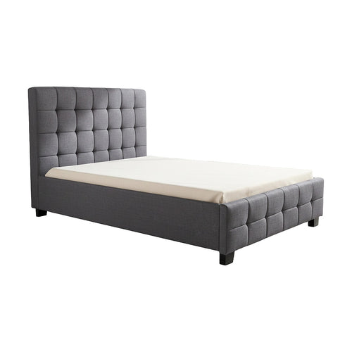King Single Deluxe Grey Linen Fabric Upholstered Bed Frame with Headboard & Slats