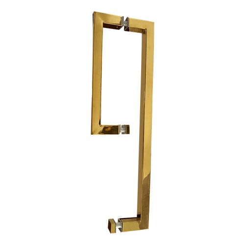 100 x 90cm Frameless 10mm Glass Shower Screen By Della Francesca GOLD Hardware, SQUARE Handle