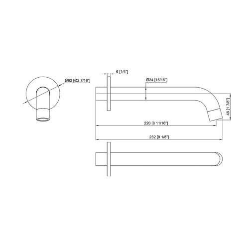220mm Bath Spout in Chrome Finish