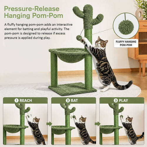 Cactus Cat Tree with Hammock and Sisal Scratching Posts