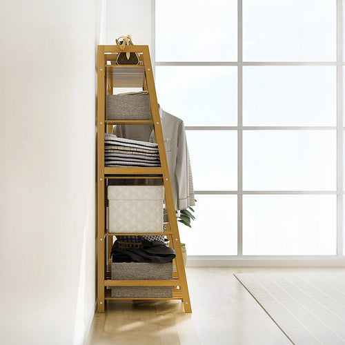 190cm Freestanding Bamboo Clothing Rack – Wood Bedroom Rail
