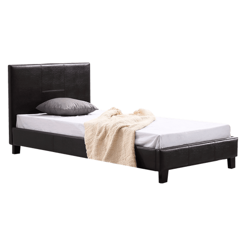 Single Bed Frame Brown PU Leather